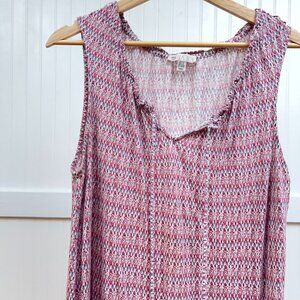 Lila Rose Women's Sleeveless Blouse Colorful Crinkle V-Neck Top Size 1X